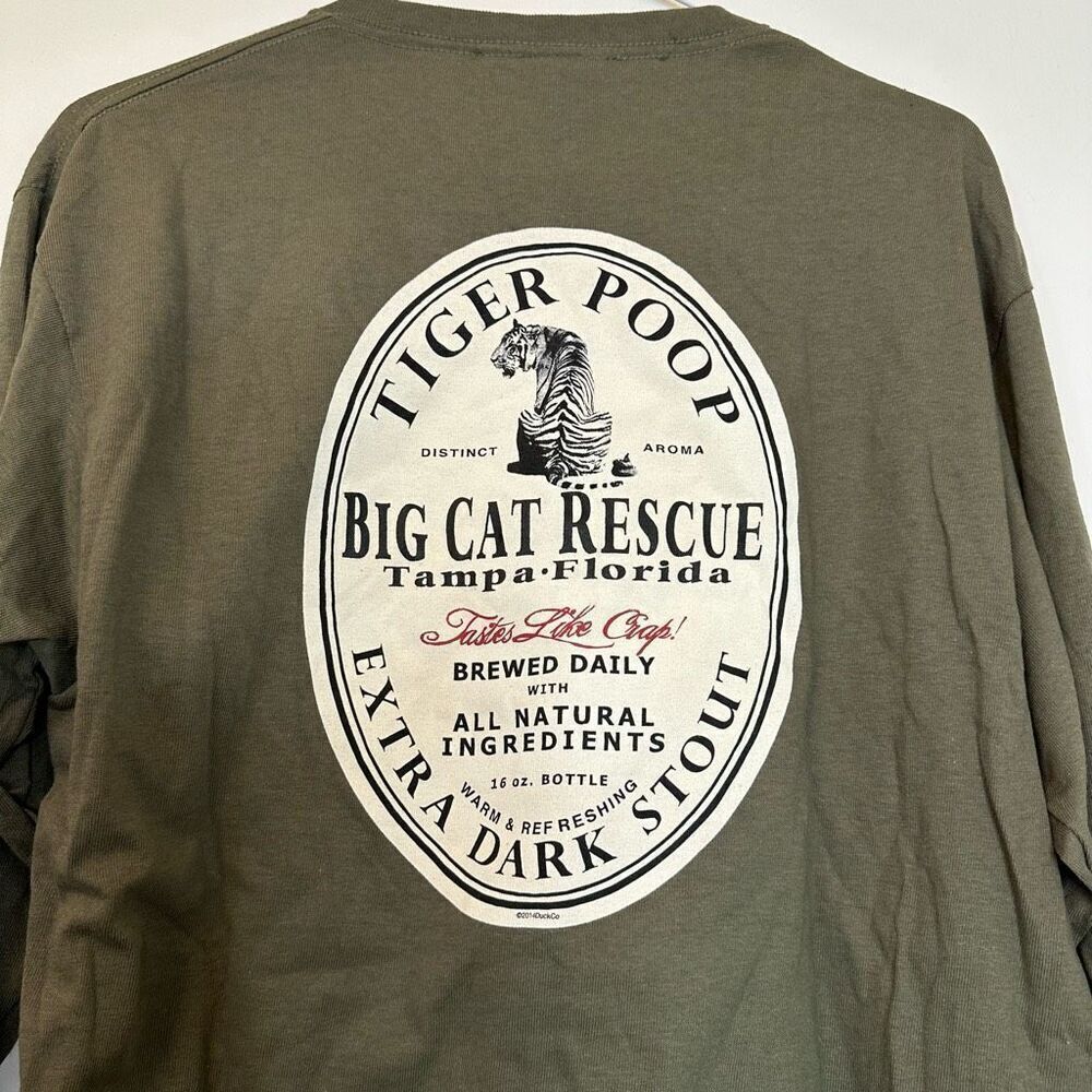 NWT The Duck Co Big Cat Rescue Tampa Florida Cotton Long Sleeve Tee Green Medium